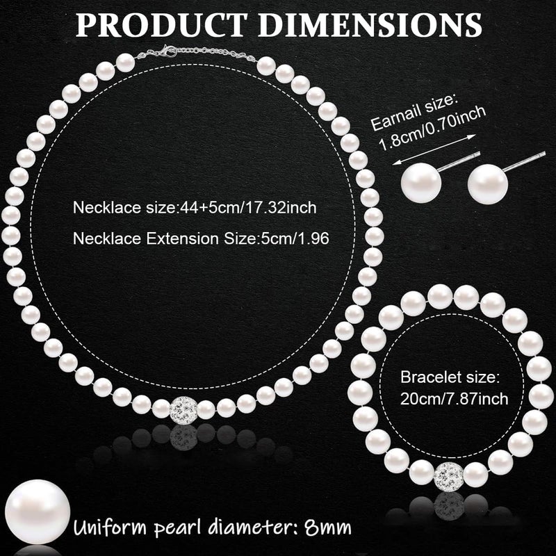 HANNEA® Pearl Choker Necklace Set for Women, Elegant Jewelry with Bracelet and Stud Earrings, 4 Piece Gift Set for Birthday, Raksha Bandhan, Sister, Girls, Wife - Image 1
