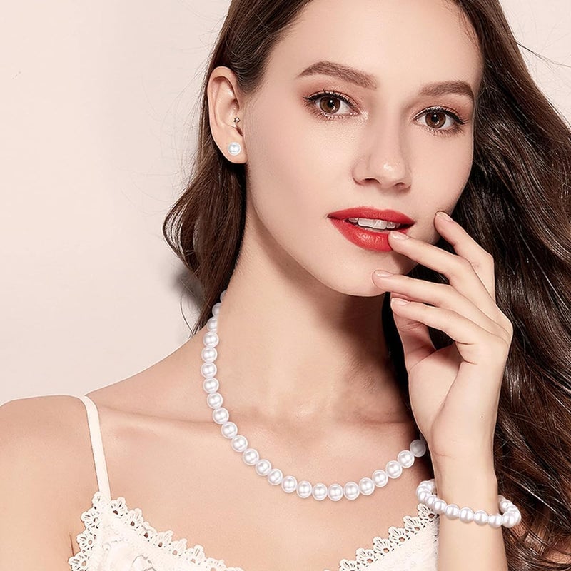 HANNEA® Pearl Choker Necklace Set for Women, Elegant Jewelry with Bracelet and Stud Earrings, 4 Piece Gift Set for Birthday, Raksha Bandhan, Sister, Girls, Wife - Image 5