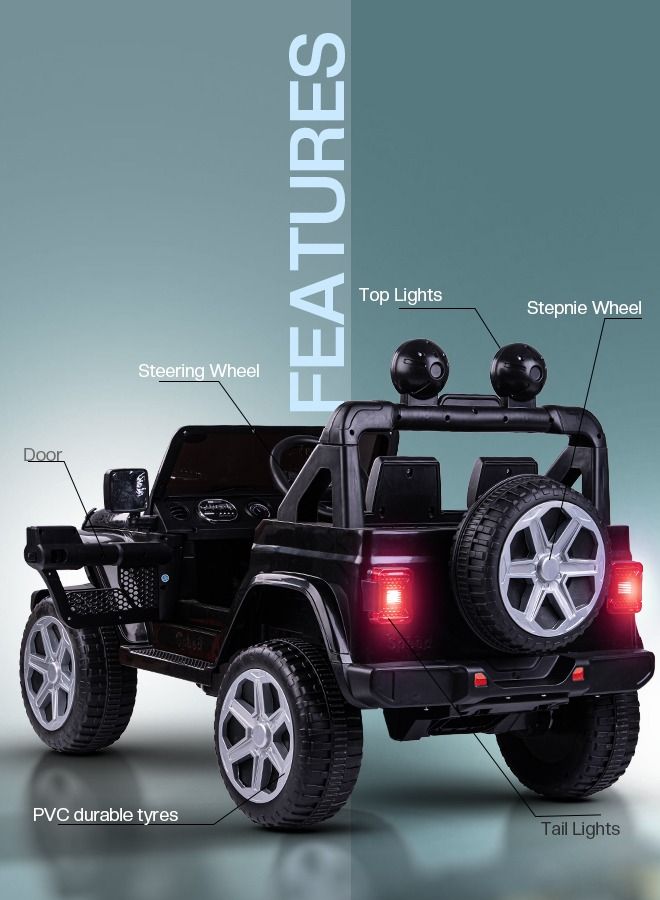 Baybee Battery Operated Jeep for Kids Rechargeable Battery Car for Kids with Music Led Light Ride On Kids Car Jeep Racing Baby Big Car Electric Car for Kids Childrens Boys Girls Black - Image 4