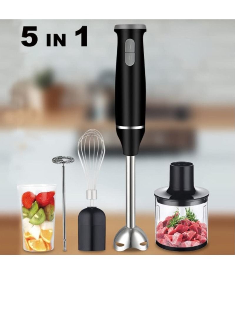 جينيكست Hand Blender 5 in 1 Stainless Steel Stem with Chopper and Whisk 6-Speed Immersion Stick Blender - Image 5