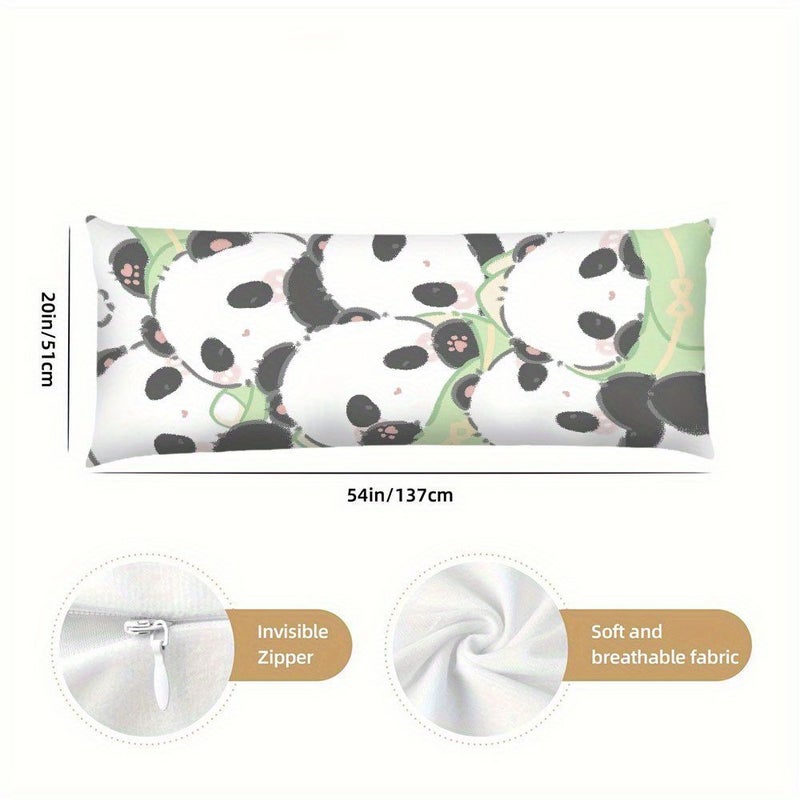 Large Panda Body Pillow 20x54 Inches Double Sided Print Super Soft Machine Washable - Image 3