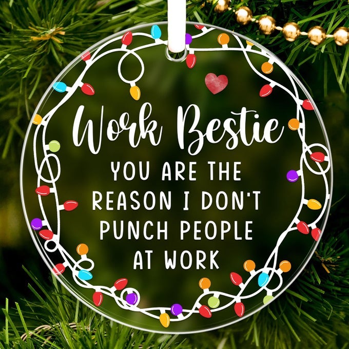 WORK BESTIES GIFTS FOR WOMEN COWORKERS GIFTS FOR CHRISTMAS COWORKER CHRISTMAS ORNAMENT 2025 WORK FRIENDS GIFT FOR WOMEN WHITE ELEPHANT SECRET SANTA GIFT IDEAS ACRYLIC ORNAMENT 2025