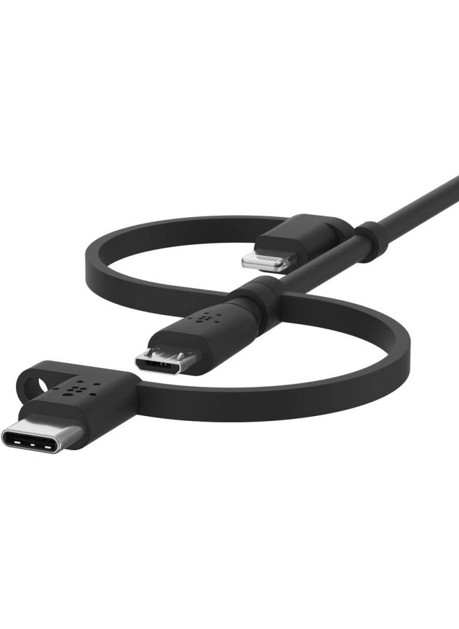 belkin - Belkin 1.2 Meter Universal Cable 3 In 1 Lightning Micro And Type C Black - Image 1