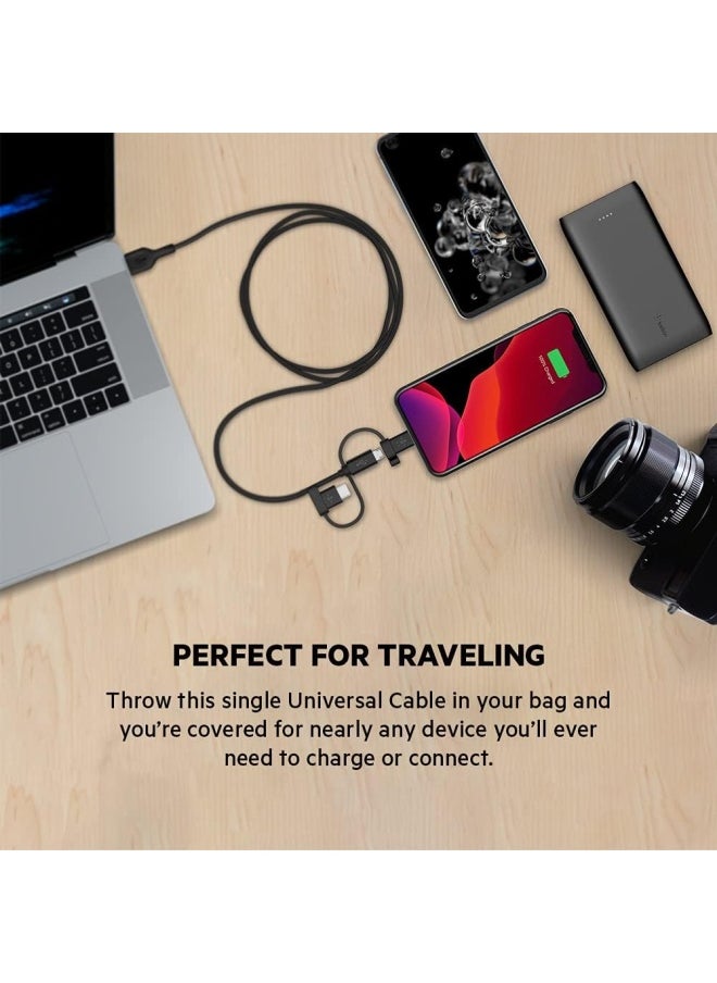 belkin - Belkin 1.2 Meter Universal Cable 3 In 1 Lightning Micro And Type C Black - Image 1