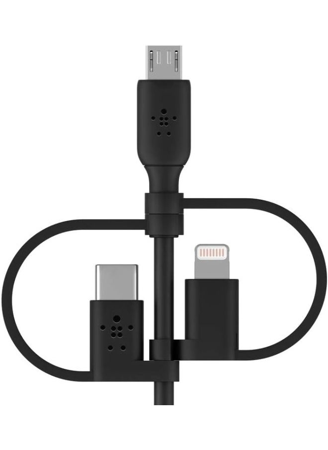 belkin - Belkin 1.2 Meter Universal Cable 3 In 1 Lightning Micro And Type C Black - Image 1