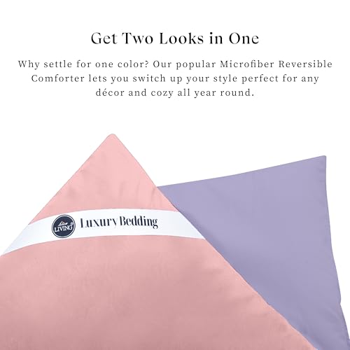 bien LIVING Plush Reversible Microfiber Comforter Double Bed | 220 GSM Wadding | 110 GSM Peached Extra Soft Microfiber Fabric,All Weather Comforter Double Bed (90 X 100 Inches) Wisteria + Crystal Rose - Image 4