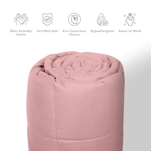 bien LIVING Plush Reversible Microfiber Comforter Double Bed | 220 GSM Wadding | 110 GSM Peached Extra Soft Microfiber Fabric,All Weather Comforter Double Bed (90 X 100 Inches) Wisteria + Crystal Rose - Image 5