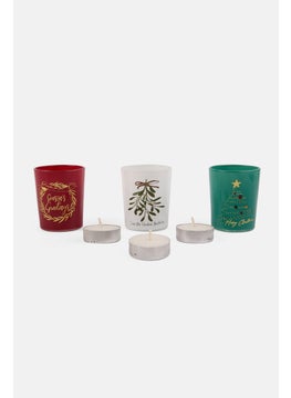 Hoff 3 Piece Merry Christmas Candles Gift Set, Red  - Image 1