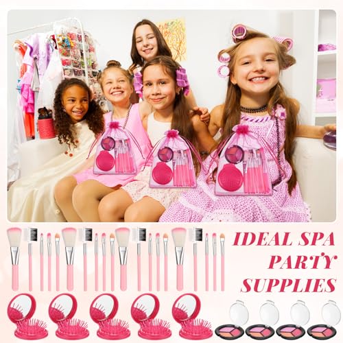 Willinglong 12 Sets Kids Makeup Kit for Girls, Kids Spa Party Supplies for Girls, Sleepover Makeup Cosmetic Set Birthday Christmas Gifts Party Favors Toddler Girl(Rose Red) - Image 5