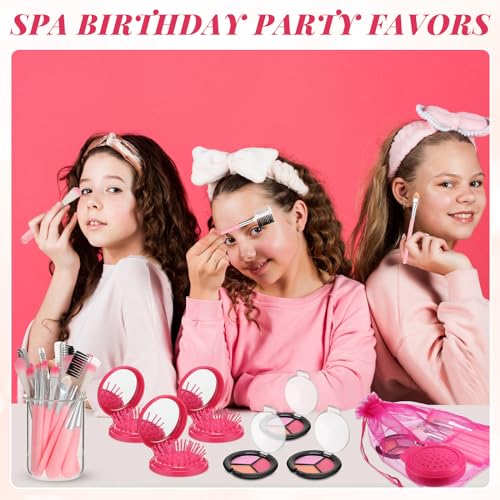 Willinglong 12 Sets Kids Makeup Kit for Girls, Kids Spa Party Supplies for Girls, Sleepover Makeup Cosmetic Set Birthday Christmas Gifts Party Favors Toddler Girl(Rose Red) - Image 3