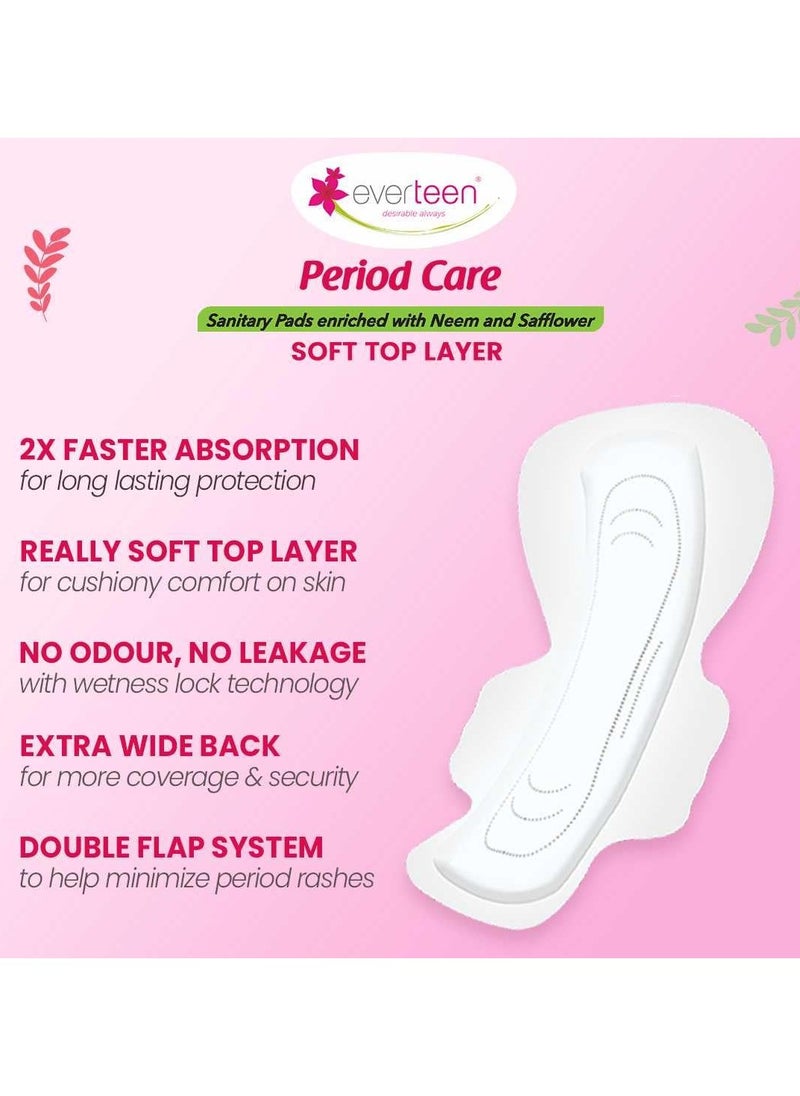 everteen XXL Sanitary Napkin Pads with Cottony-Soft Top Layer for Women Enriched with Neem and Safflower, XX-Large, 320mm Pack of 40  - Image 3