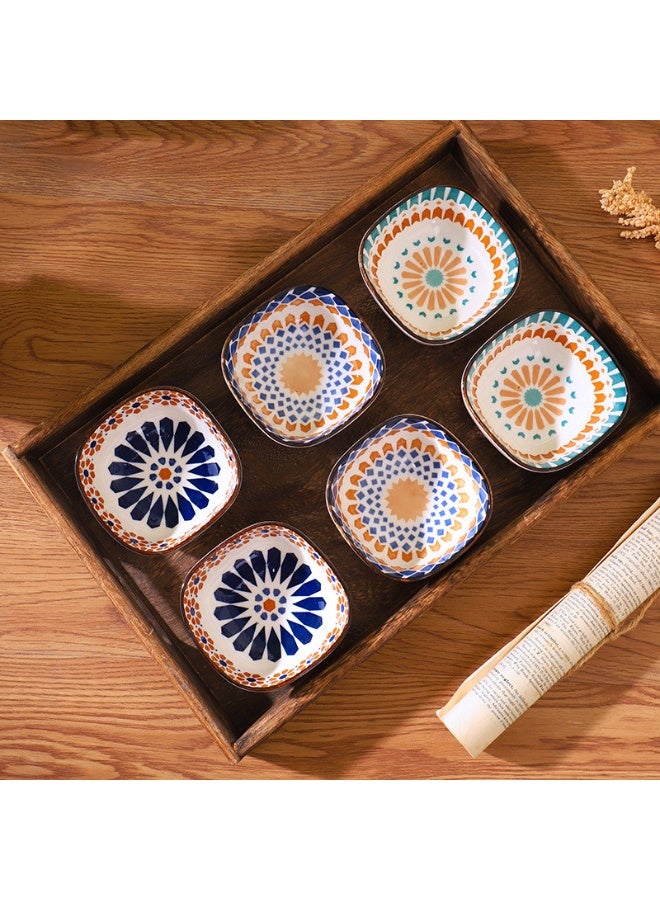 6 قطع من أطباق الحلوى وأوعية الغمس الخزفية ومجموعة أطباق الصلصة الخزفية اليابانية العتيقة وطبق المقبلات للحفلات ووعاء الحلوى وأوعية رقائق البطاطس وأدوات الطعام - Image 4