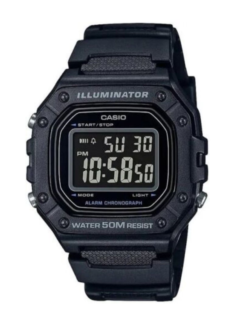 CASIO - Men's Resin Digital Wrist Watch W-218H-1BVDF -Black - Image 1