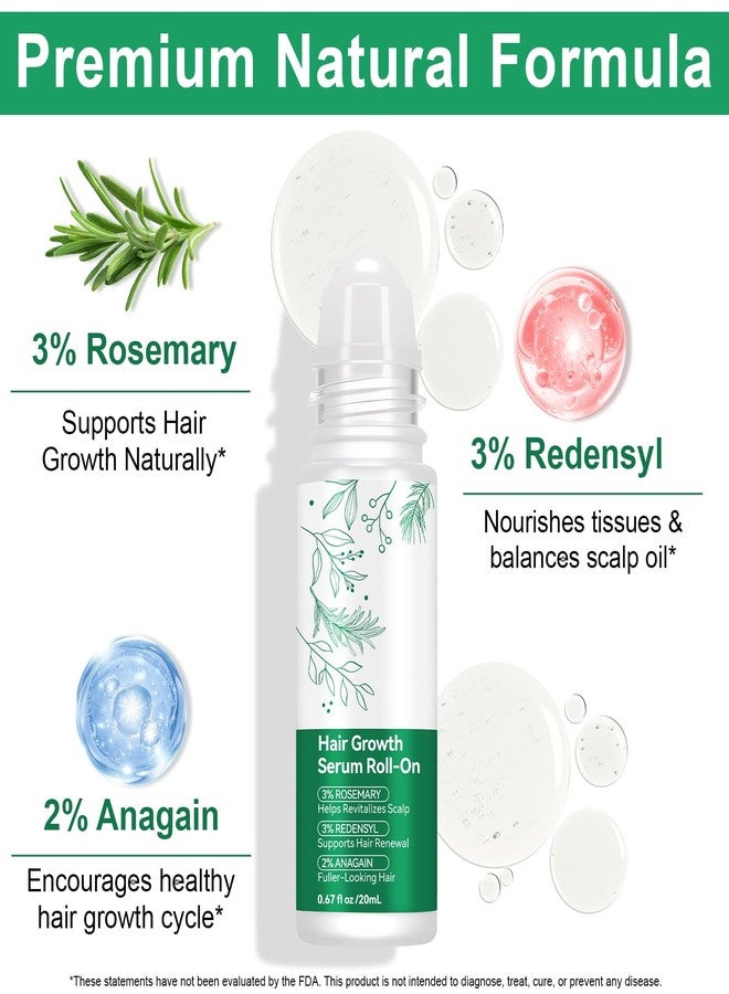 VOGSIG Rosemary Hair Growth Serum Roll On, Hair Thicker Serum with 3% Rosemary, 3% Redensyl & 2% Anagain, Scalp Serum, Reduces Hair Fall & Follicle Strengthener, Thicker, Fuller Hair, All Hair Types (1PCS) - Image 3