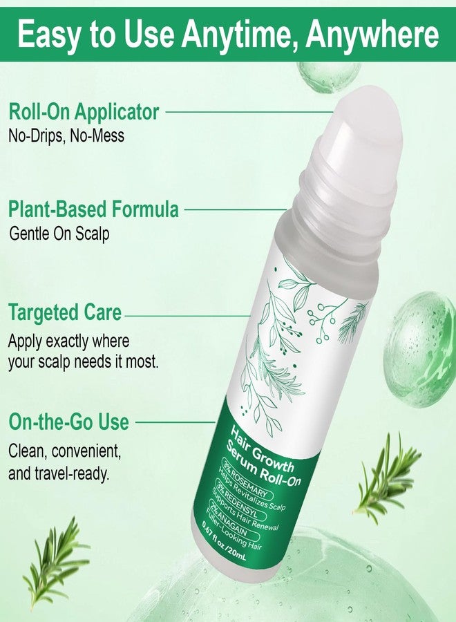 VOGSIG Rosemary Hair Growth Serum Roll On, Hair Thicker Serum with 3% Rosemary, 3% Redensyl & 2% Anagain, Scalp Serum, Reduces Hair Fall & Follicle Strengthener, Thicker, Fuller Hair, All Hair Types (1PCS) - Image 4