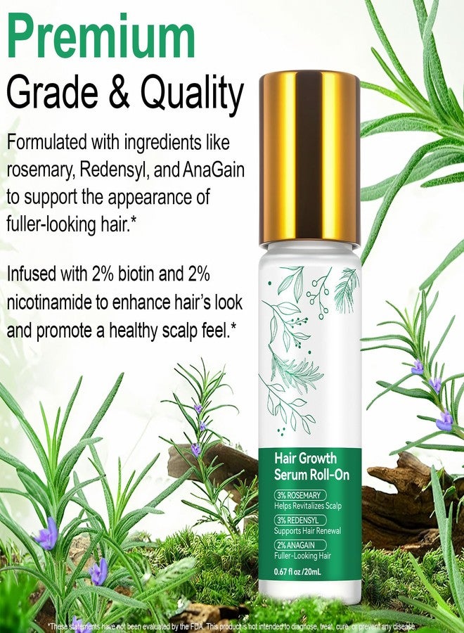 VOGSIG Rosemary Hair Growth Serum Roll On, Hair Thicker Serum with 3% Rosemary, 3% Redensyl & 2% Anagain, Scalp Serum, Reduces Hair Fall & Follicle Strengthener, Thicker, Fuller Hair, All Hair Types (1PCS) - Image 5