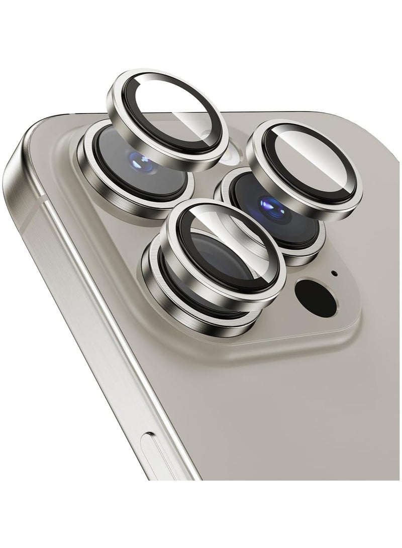 ELTRAZONE Compatible for iPhone 15 Pro Max/iPhone 15 Pro Camera Lens Protector [1:1] Precision Fit&Capture Flawless Shots]Shatterproof 9H Tempered Glass Camera Metal Ring Cover Film, Titanium Gold - Image 1