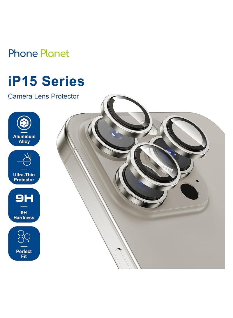 ELTRAZONE Compatible for iPhone 15 Pro Max/iPhone 15 Pro Camera Lens Protector [1:1] Precision Fit&Capture Flawless Shots]Shatterproof 9H Tempered Glass Camera Metal Ring Cover Film, Titanium Gold - Image 2