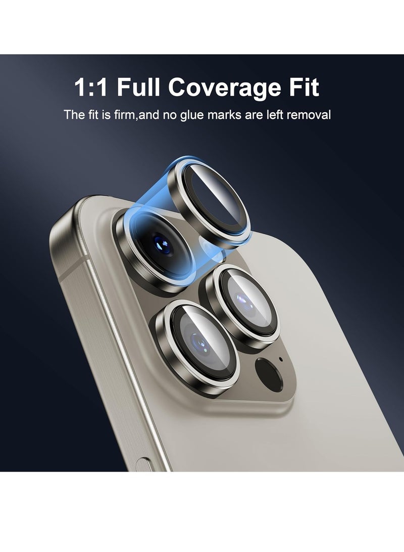 ELTRAZONE Compatible for iPhone 15 Pro Max/iPhone 15 Pro Camera Lens Protector [1:1] Precision Fit&Capture Flawless Shots]Shatterproof 9H Tempered Glass Camera Metal Ring Cover Film, Titanium Gold - Image 3