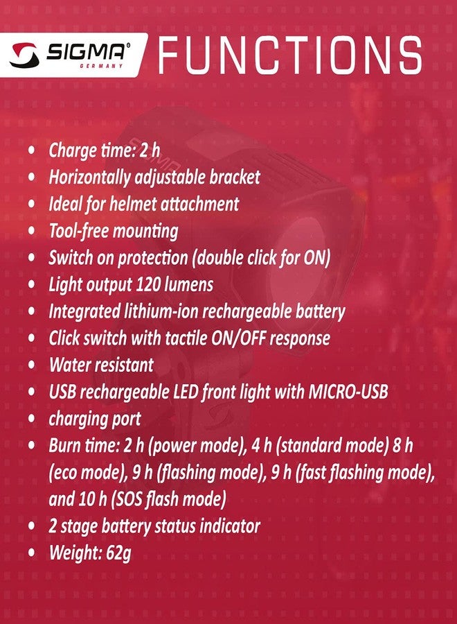 Sigma Sport Buster 100 HL LED Helmet Light - Image 5