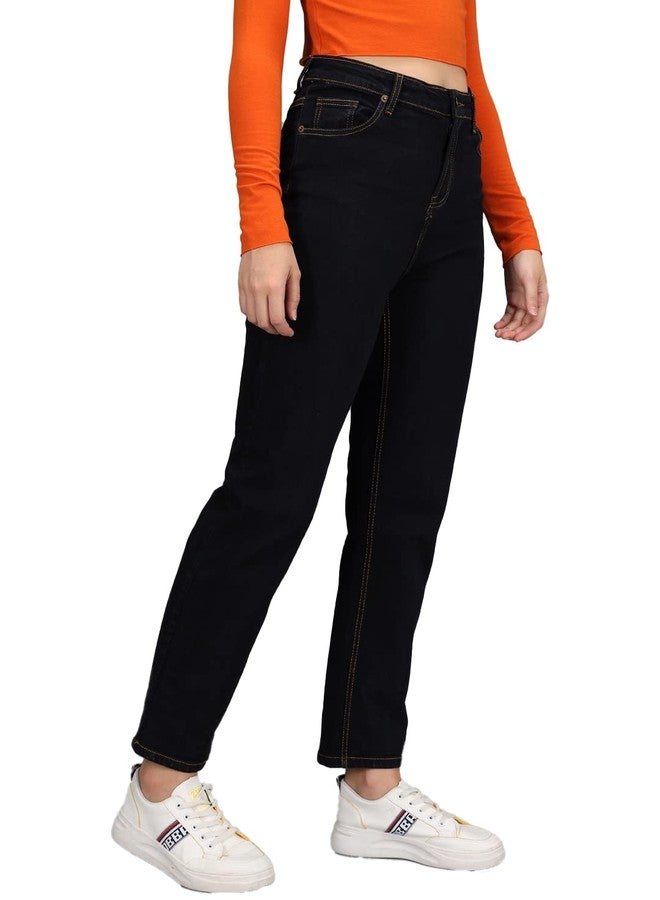 KOTTY Women High Rise Cotton Lycra Ankle Length Oxford BlueSolid Jeans (Oxford Blue,30) - Image 2