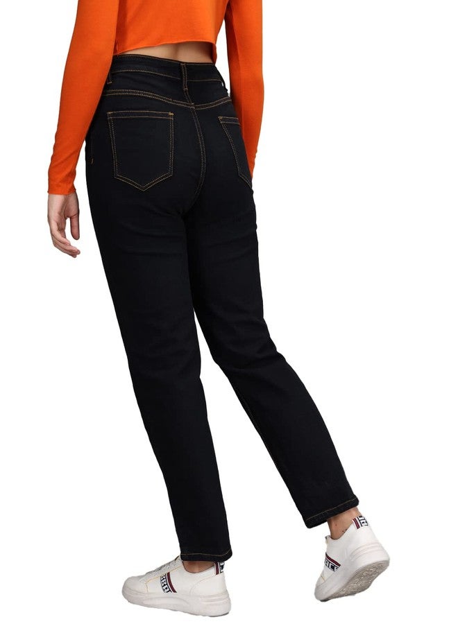 KOTTY Women High Rise Cotton Lycra Ankle Length Oxford BlueSolid Jeans (Oxford Blue,30) - Image 3