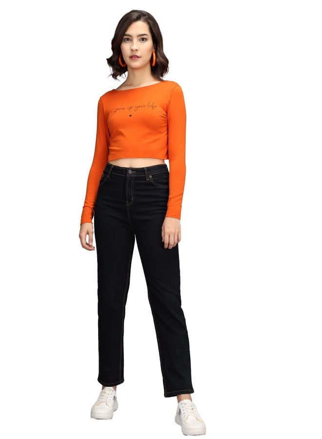 KOTTY Women High Rise Cotton Lycra Ankle Length Oxford BlueSolid Jeans (Oxford Blue,30) - Image 5