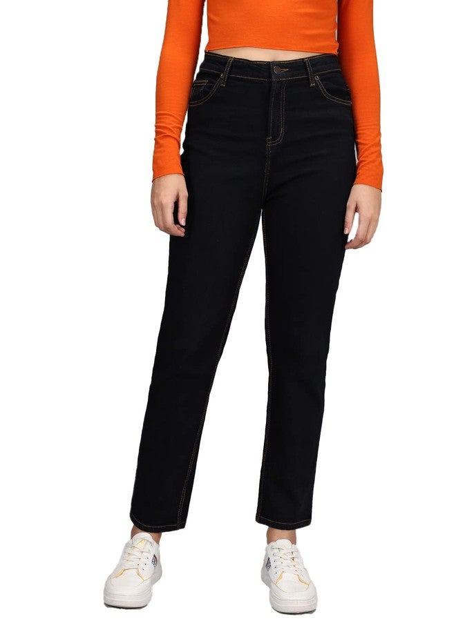 KOTTY Women High Rise Cotton Lycra Ankle Length Oxford BlueSolid Jeans (Oxford Blue,30) - Image 1