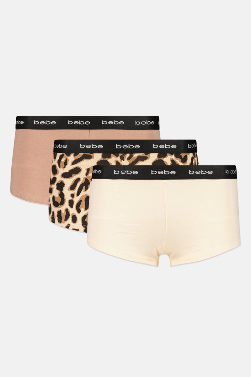 bebe Women 3 Pieces Brand Logo Boyshorts, Multicolor - Image 1