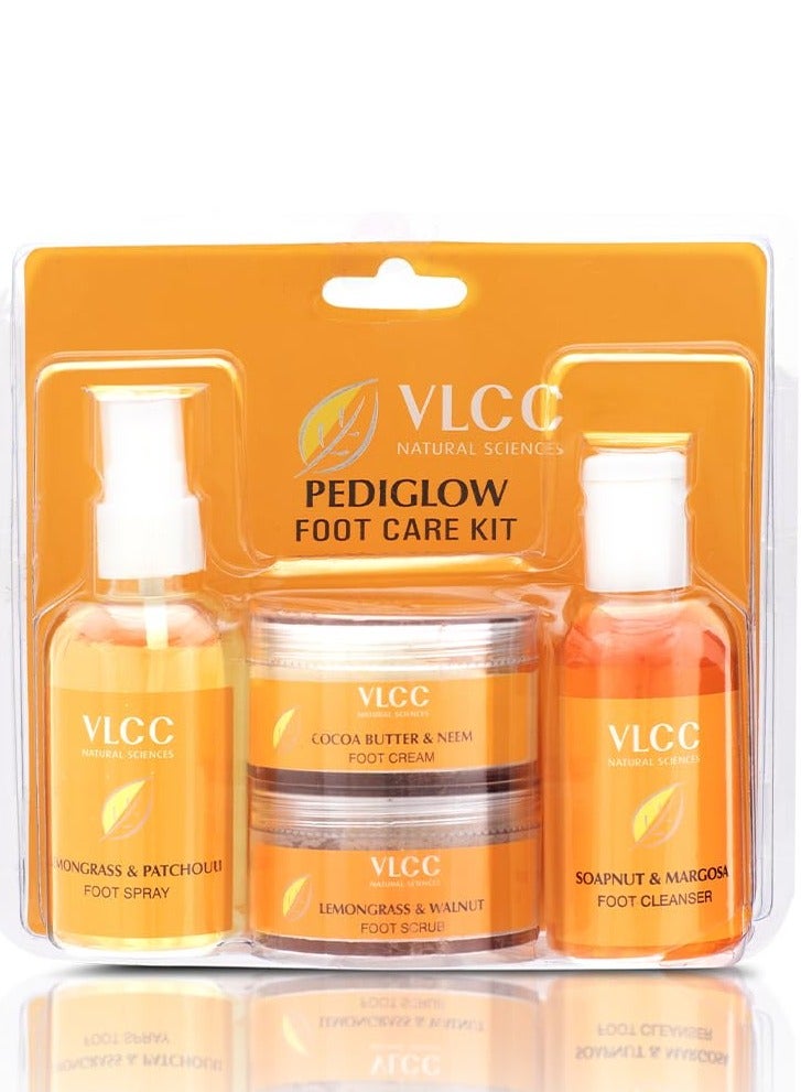 VLCC Pedi Glow Foot Care Kit - 100g + 200ml | Keeps Your Feet Clear, Soft, and Smooth | A Combo of Foot Cream, Foot Scrub, Foot Cleanser, and Foot Spray. - Image 1