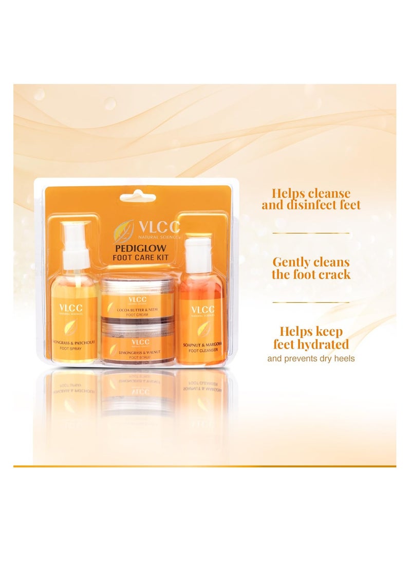 VLCC Pedi Glow Foot Care Kit - 100g + 200ml | Keeps Your Feet Clear, Soft, and Smooth | A Combo of Foot Cream, Foot Scrub, Foot Cleanser, and Foot Spray. - Image 3