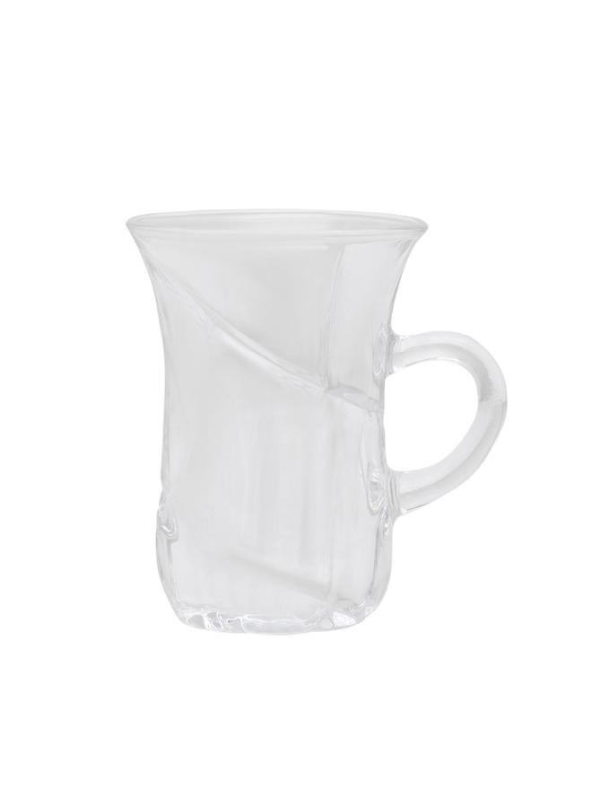 Alsaif Max Glass Tea Cups Set With Handle 6 Pieces Transparent - Image 3