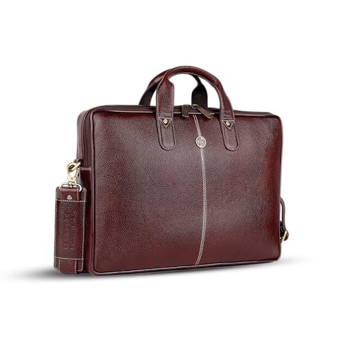 HAMMONDS FLYCATCHER Genuine Leather Office Bag for Men - 15.6 Inch Laptop Bag for Men for Professionals, Business Travelers - Adjustable Straps & Multiple Compartments - 1 Year Warranty - Brown - Image 1