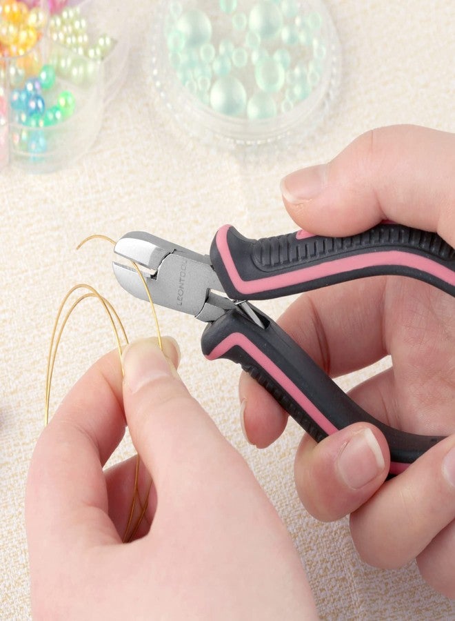 LEONTOOL Mini Diagonal Cutting Pliers 4 Inches Floral Wire Cutters for Artificial Flowers Side Cutters Pliers for Jewelry Making Diagonal Wire Cutters for Wire, Zip Ties, Crafting,Pink Tool for Women - Image 3