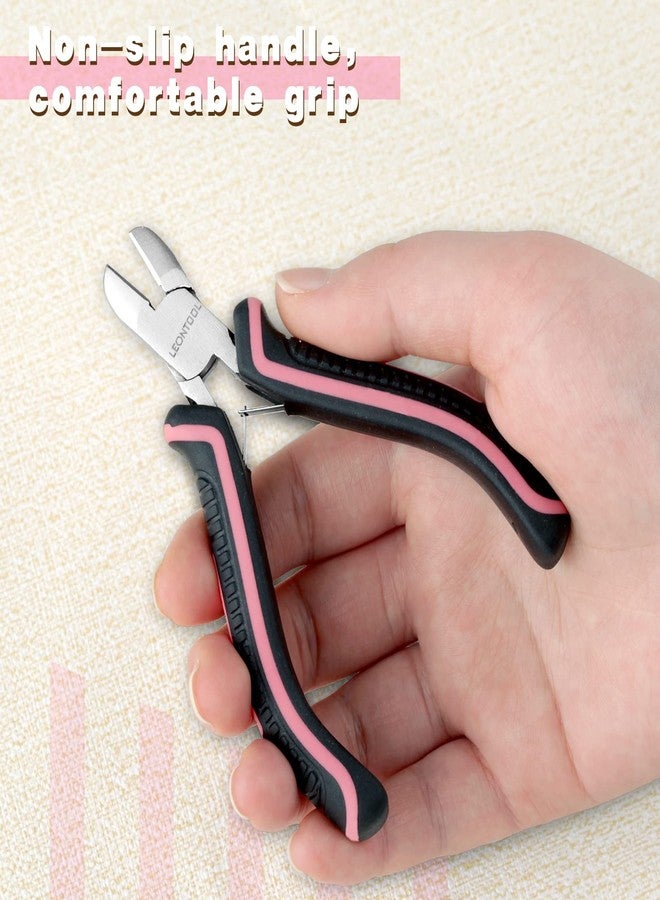 LEONTOOL Mini Diagonal Cutting Pliers 4 Inches Floral Wire Cutters for Artificial Flowers Side Cutters Pliers for Jewelry Making Diagonal Wire Cutters for Wire, Zip Ties, Crafting,Pink Tool for Women - Image 5