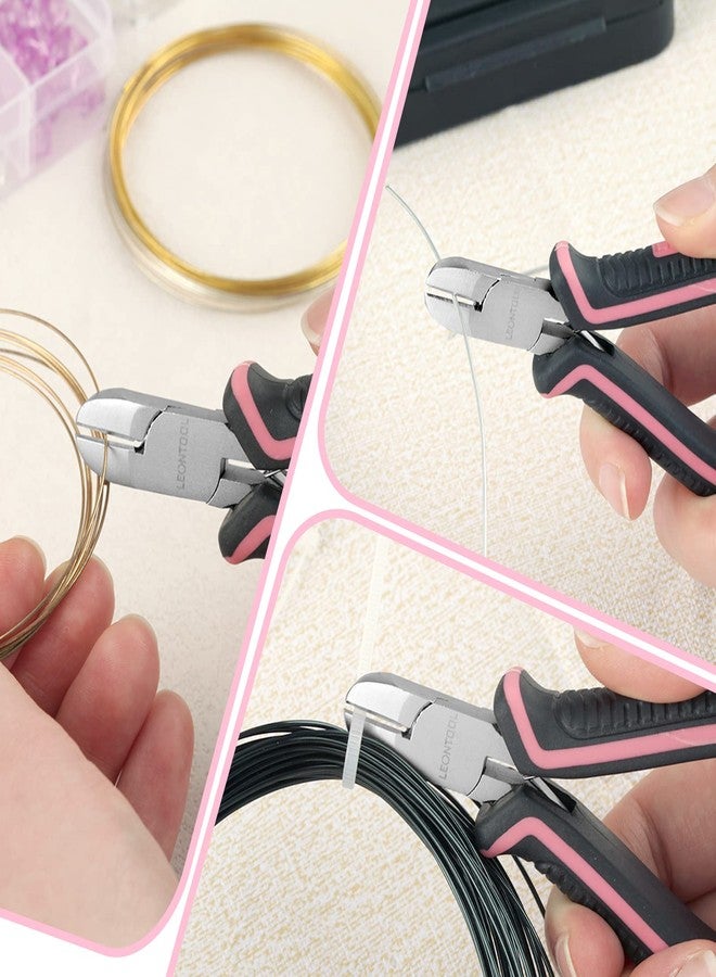 LEONTOOL Mini Diagonal Cutting Pliers 4 Inches Floral Wire Cutters for Artificial Flowers Side Cutters Pliers for Jewelry Making Diagonal Wire Cutters for Wire, Zip Ties, Crafting,Pink Tool for Women - Image 4