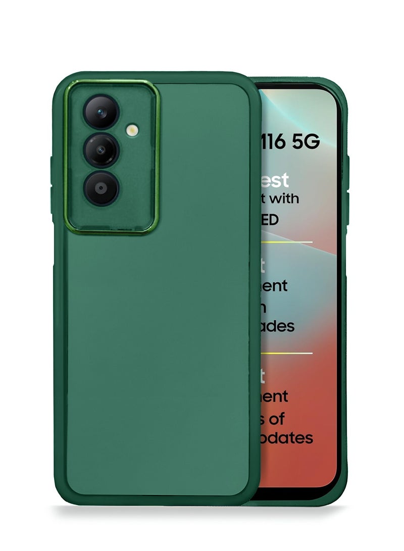 Wtech Samsung Galaxy M16 5G 2025 Soft Transparent TPU Silicone Ultra Thin Phone Stylish Electroplated Camera Border Back Case Cover - Dark Green - Image 1