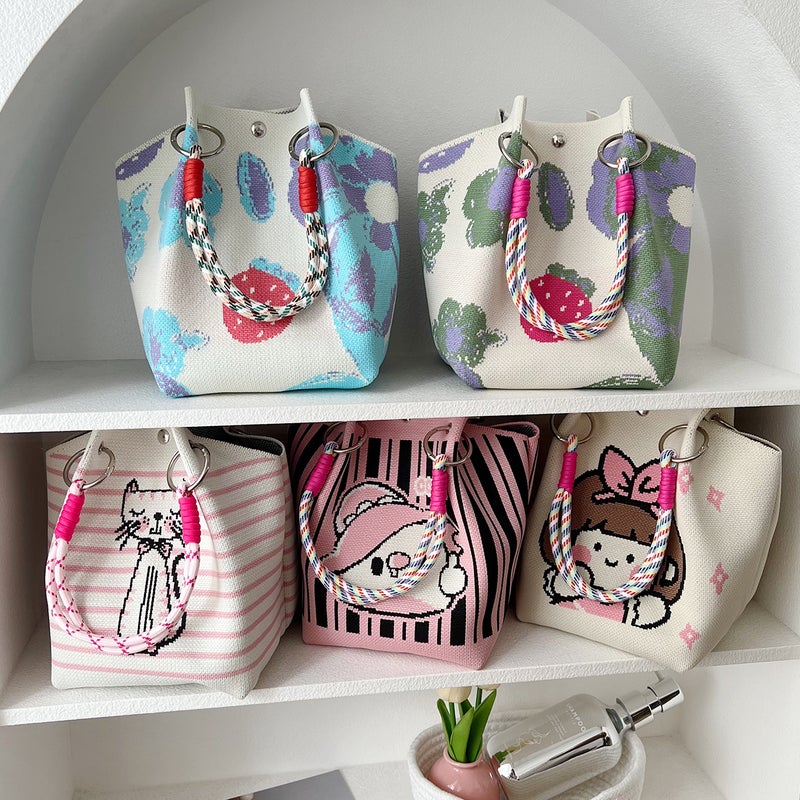 2025 Japanese And Korean New Ins Style Large-Capacity Knitted Handbag Women'S Daily Versatile Portable Casual Handbag - Image 4