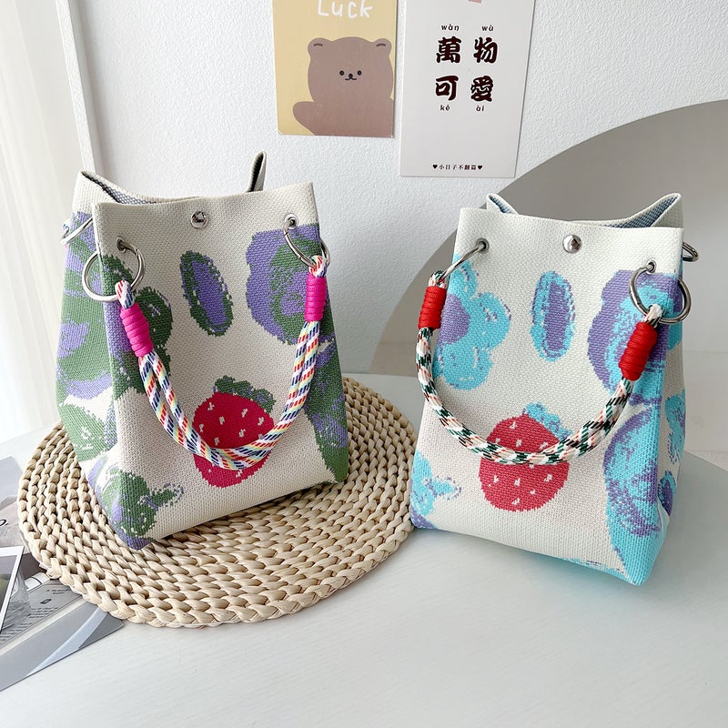 2025 Japanese And Korean New Ins Style Large-Capacity Knitted Handbag Women'S Daily Versatile Portable Casual Handbag - Image 5