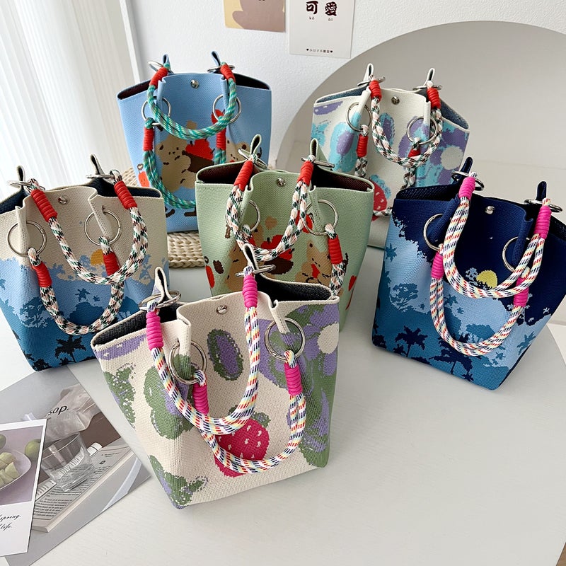 2025 Japanese And Korean New Ins Style Large-Capacity Knitted Handbag Women'S Daily Versatile Portable Casual Handbag - Image 3
