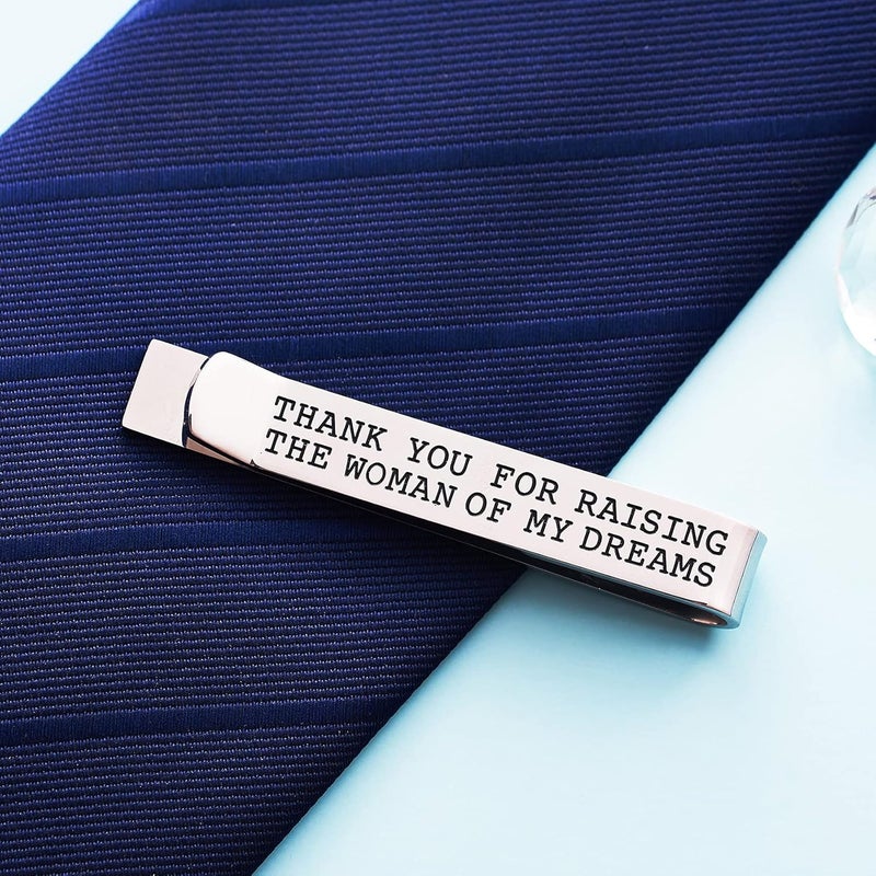LParkin Father of the Bride and Groom Gifts - Wedding Tie Clips for Groomsmen From the Bride - Stainless Steel Tie Bars - Image 4