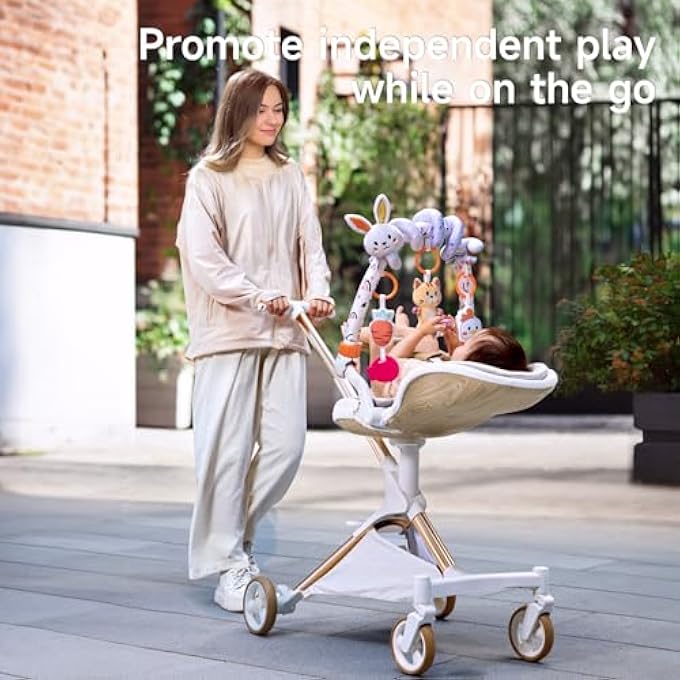 TUMAMA 2 IN 1 SPIRAL CAR SEAT TOYS FOR BABIES 0-6 MONTHS, STROLLER TOYS FOR INFANT 0-6 MONTHS ARCH HANGING TOYS WITH CLIP ADJUSTABLE DETACHABLE SENSORY TRAVEL CRIB BOUNCER BASSINET ACTIVITY TOYS - Image 2