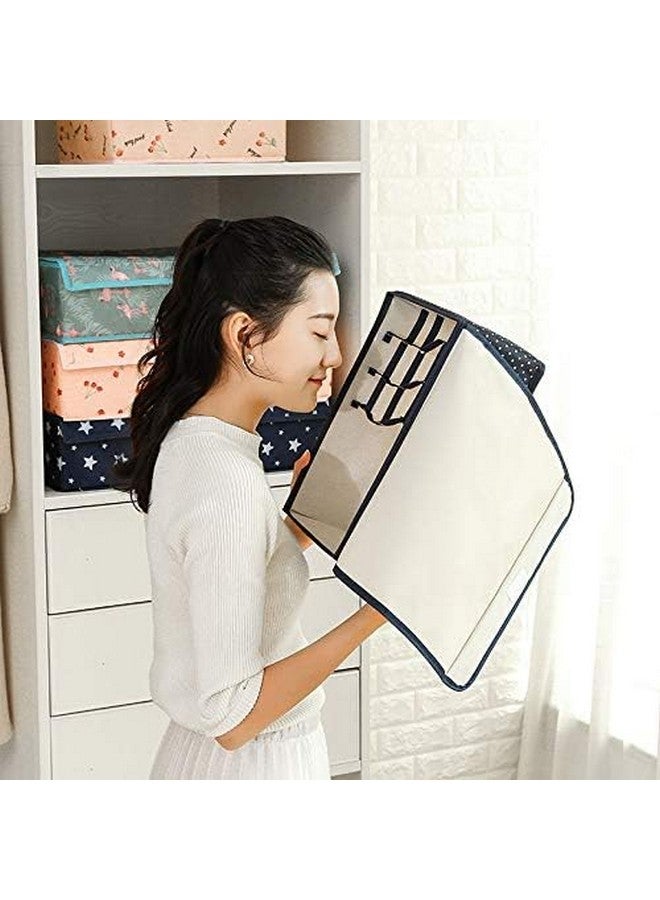 House of Quirk Innerwear Organizer 16+1 Compartment Non-Smell Non Woven Foldable Fabric Storage Box for Closet (44 x 28 x 12 cm Navy Blue Polka) - Image 3