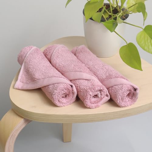 HEELIUM Bamboo Face Towel | Ultra Absorbent & Odour-Free | 3X Softer Than Cotton Towels | 30 x 30 cm - 600 GSM | Pack of 3 - Peach - Image 1
