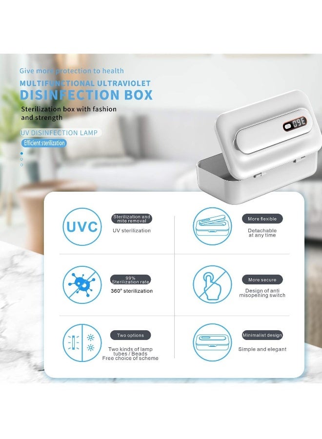 UV Sterilizer Box, Ozone Sterilization Box Multifunctional Wireless Charger with Light for Sterilizing Cell Phones, Cosmetics Cleaning Tools, Underwear, Nail, Mask, Masks (White) - Image 3