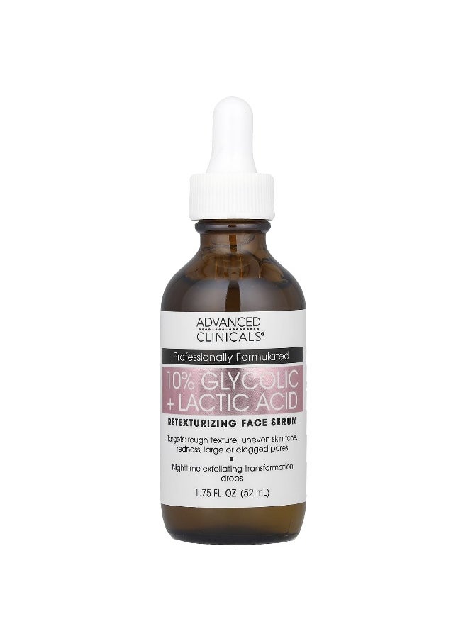 Advanced Clinicals Advanced Clinicals, 10% Glycolic + Lactic Acid Serum, 1.75 fl oz (52 ml)  - Image 1