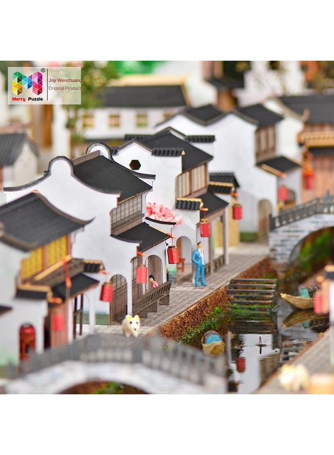 Bluejw Chinese Retro Jiangnan Town Building Model Chinese Small Courtyard Handmade Creative Courtyard Villa Gift Ornaments - Image 2