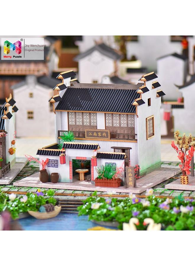 Bluejw Chinese Retro Jiangnan Town Building Model Chinese Small Courtyard Handmade Creative Courtyard Villa Gift Ornaments - Image 4