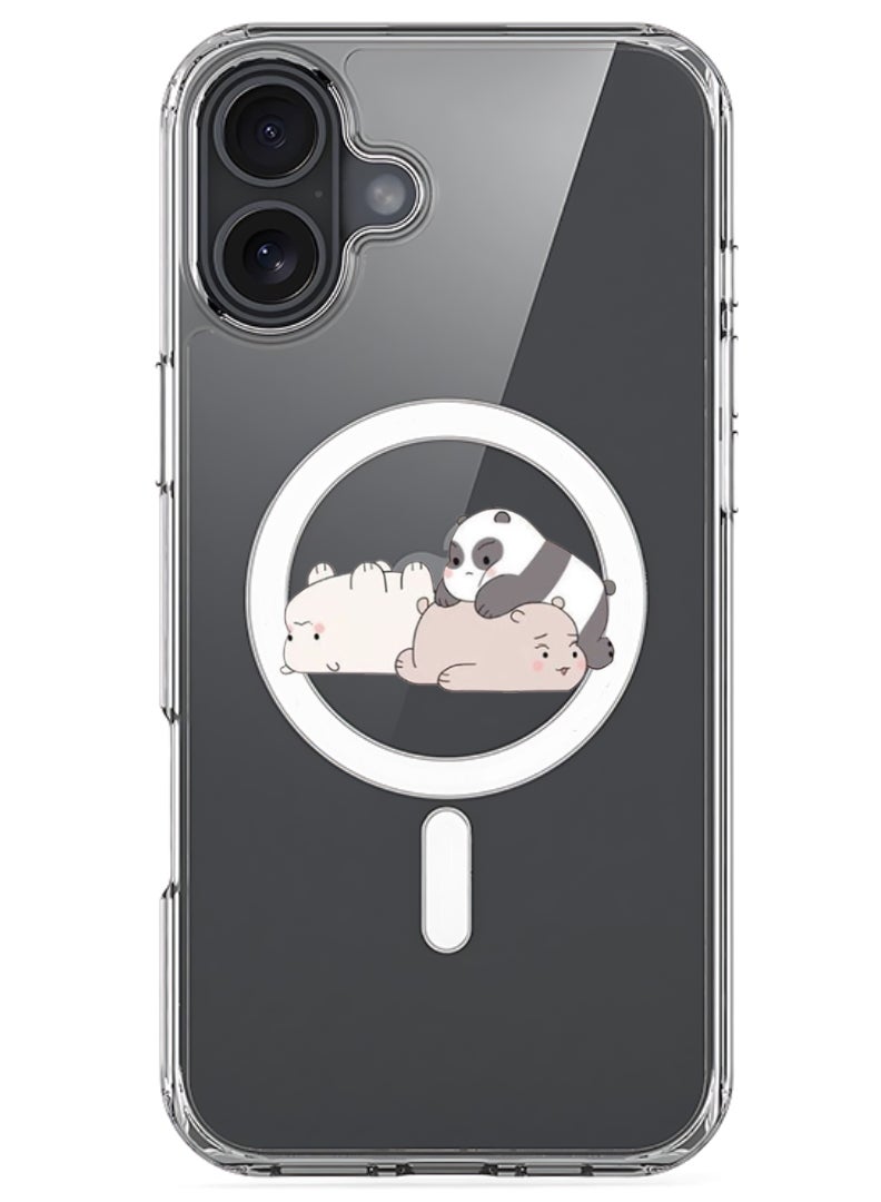 Theodor iPhone 16 Magsafe Magnetic Case Compatible with Wireless Charging, Shockproof Phone Bumper Cover - Panda friends - Image 1