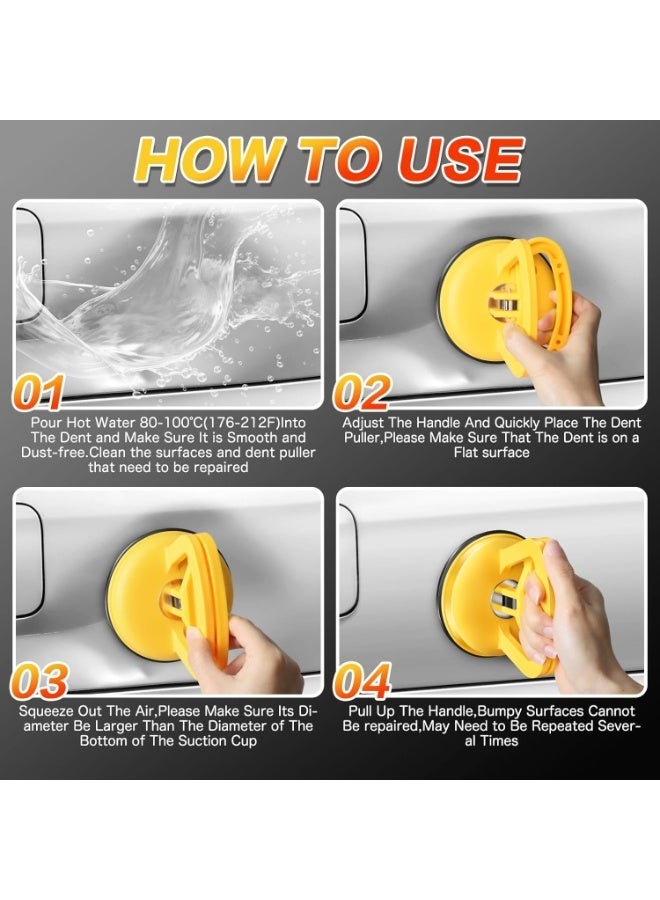Car Dent Puller 3 Pack Dent Puller Powerful Car Dent Removal Kit Suction Cup Dent Puller for Car Dent Repair Dent Remover Tool for Car Body,Tiles Lifting,Objects Moving,Screen (Yellow+Black) - Image 5